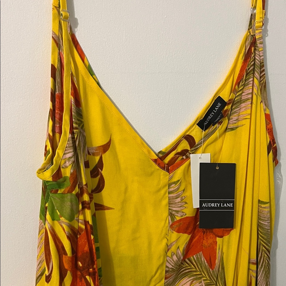 Yellow Floral Women's Scarf Bottom Dress